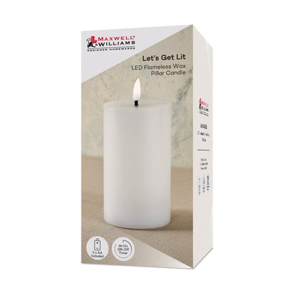 MW Lets Get Lit LED Flameless MW Candle 7.5x12.5cm Natural Gift Boxed