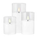 MW Lets Get Lit LED Flameless Candle Glass Hurricane Clear Set of 3 Gift Boxed