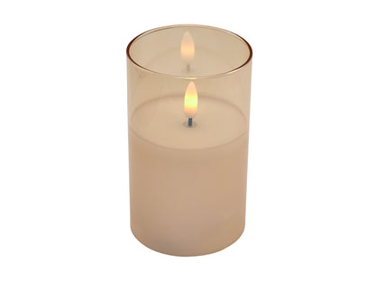 MW Lets Get Lit LED Flameless Candle Glass Hurricane Gold Set of 3 Gift Boxed