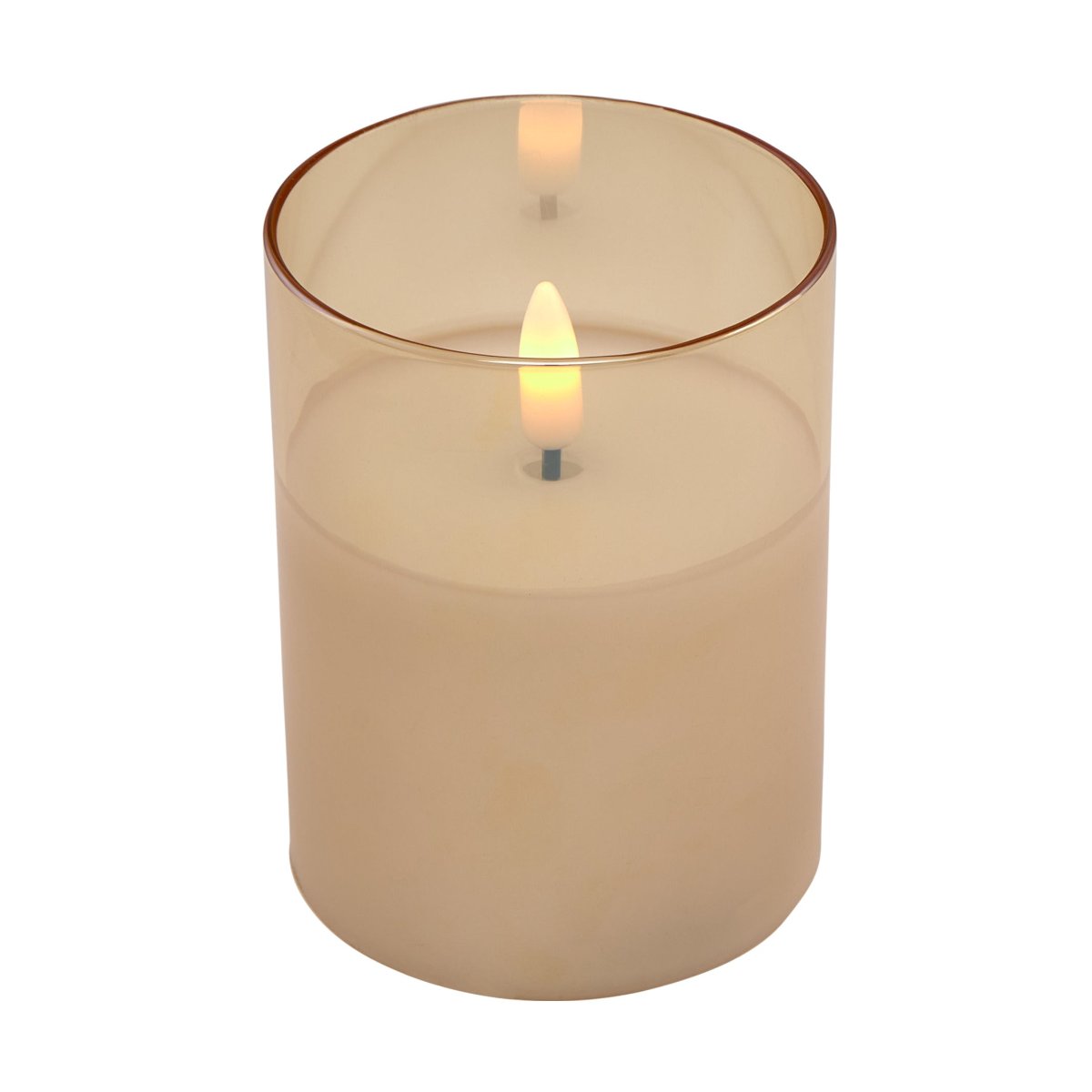 MW Lets Get Lit LED Flameless Candle Glass Hurricane Gold Set of 3 Gift Boxed