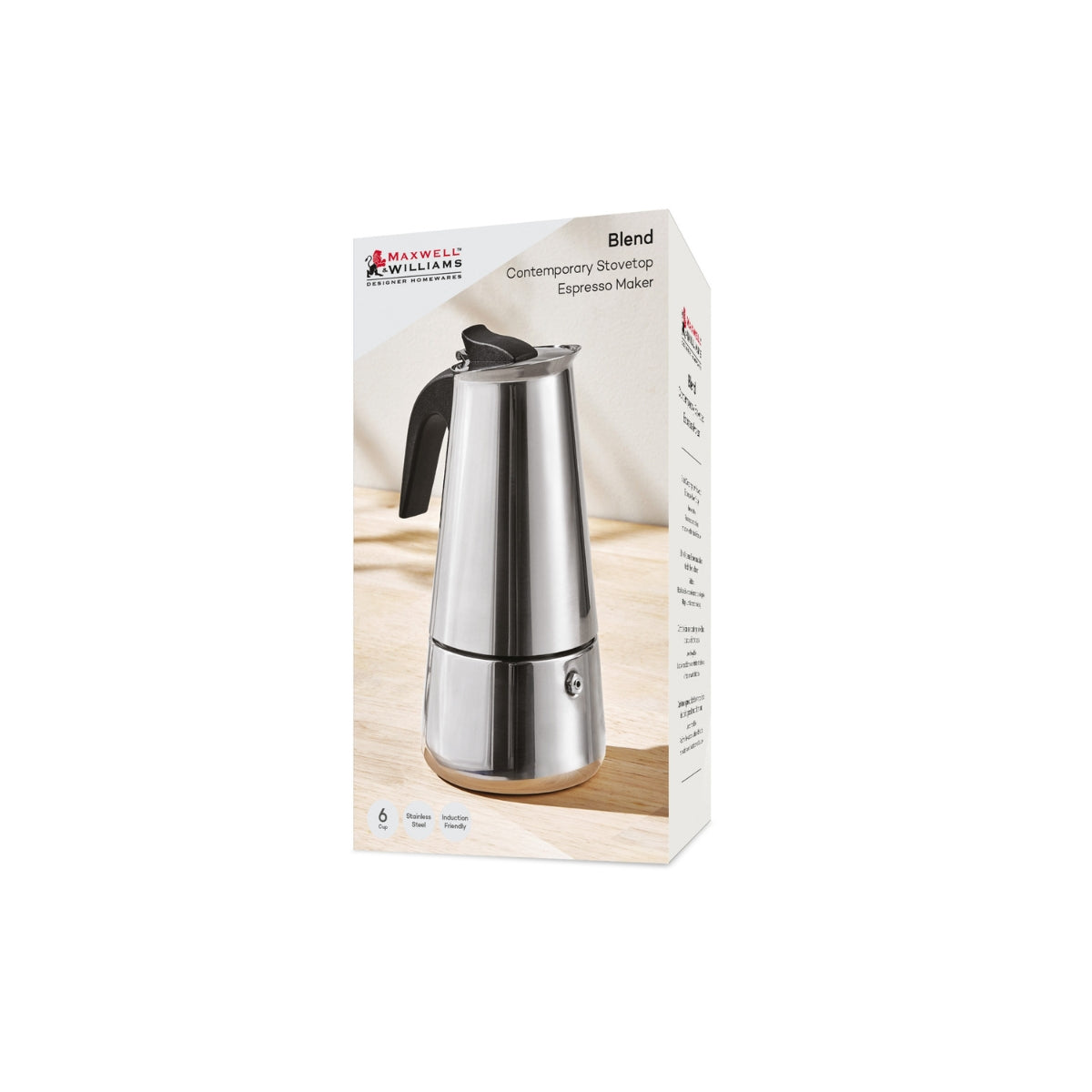 Blend Contemporary Stovetop Espresso Maker 6cup Gift Boxed