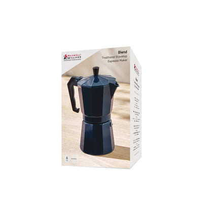 Blend Traditional Stovetop Espresso Maker 6cup Navy Gift Boxed