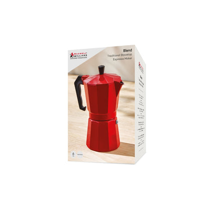 Blend Traditional Stovetop Espresso Maker 6cup Red Gift Boxed