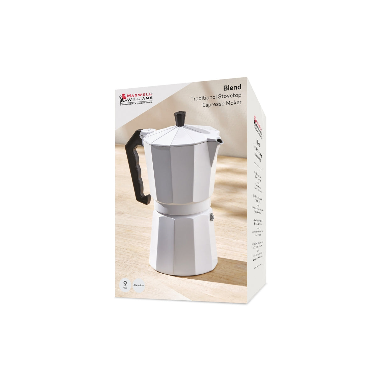 Blend Traditional Stovetop Espresso Maker 9cup White Gift Boxed