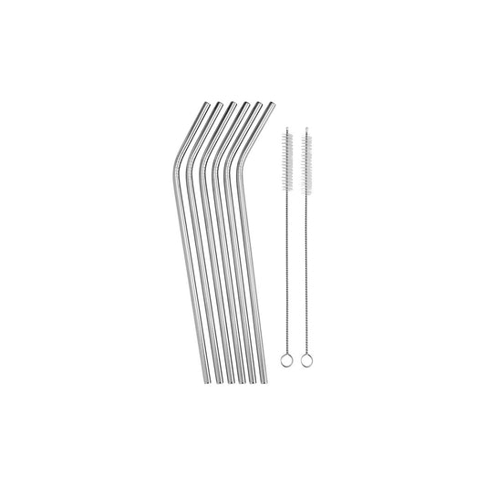 Cocktail & Co Reusable Straw Set of 6 with Brush Stainless Steel | Maxwell & Williams | Matchbox