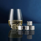 Cocktail & Co Reusable Ice Cubes Set of 6 Stainless Steel- With glass of white wine | Maxwell & Williams | Matchbox