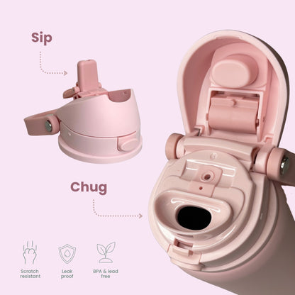 Leo Sip and Chug Insulated Bottle 950ml - Blush Pink