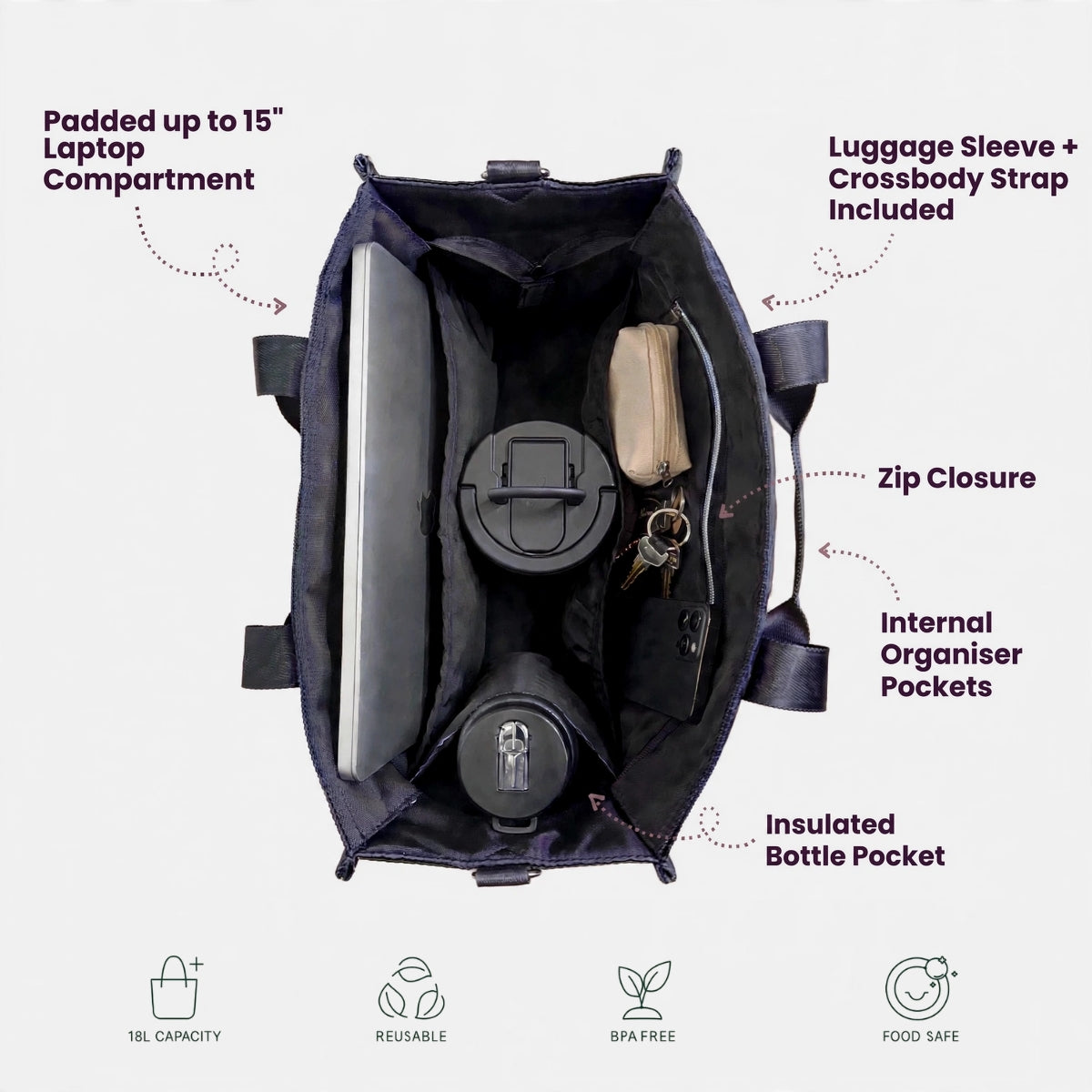 Sprinkler Maple Everyday Tote Bag - Black