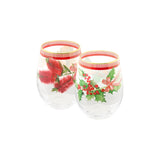 Festive Flora Stemless Glass 560ML Set of 2 Gift Boxed