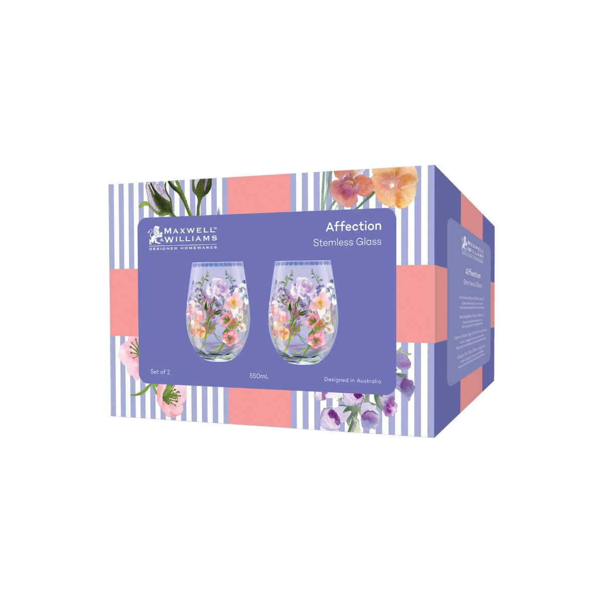Affection Stemless Glass 550ML Set of 2 Gift Boxed