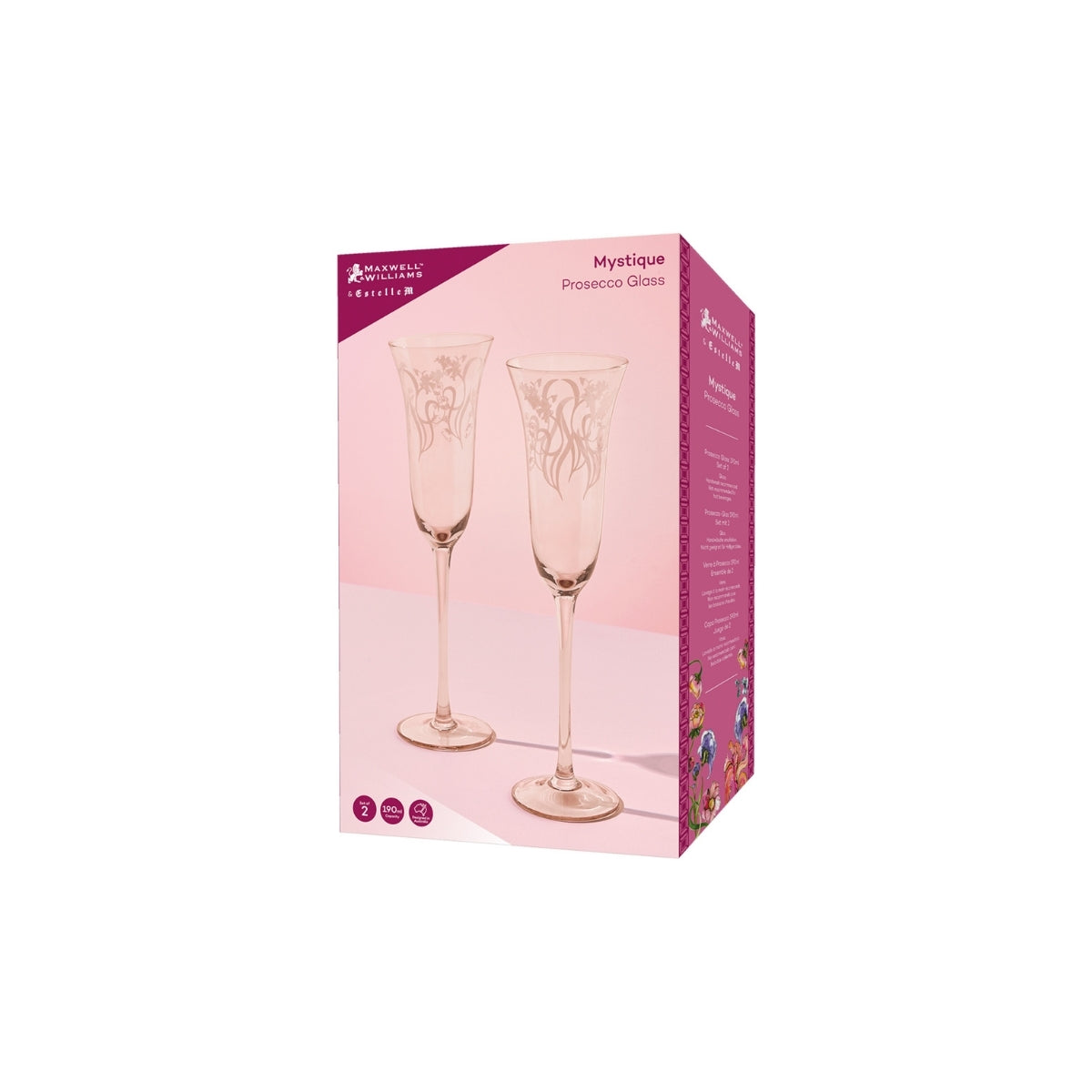 Estelle Michaelides Mystique Prosecco Glass 190ML Set of 2 Melon Gift Boxed