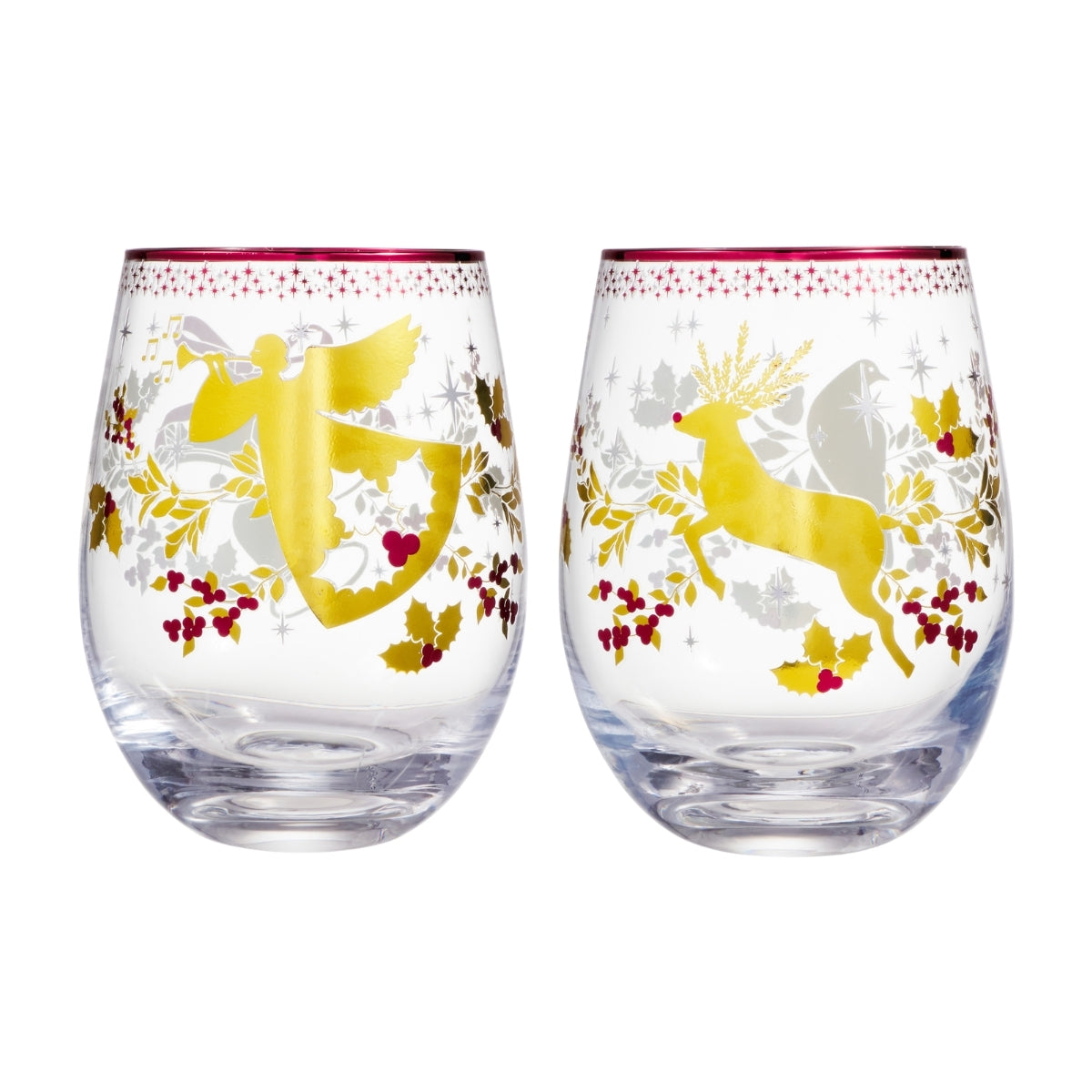 Maxwell & Williams White Christmas 2026 Stemless Glass 550ML Set of 2 Assorted Gift Boxed