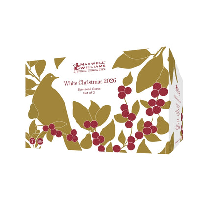 Maxwell & Williams White Christmas 2026 Stemless Glass 550ML Set of 2 Assorted Gift Boxed