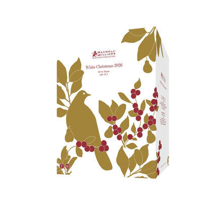 Maxwell & Williams White Christmas 2026 Wine Glass 500ML Set of 2 Assorted Gift Boxed
