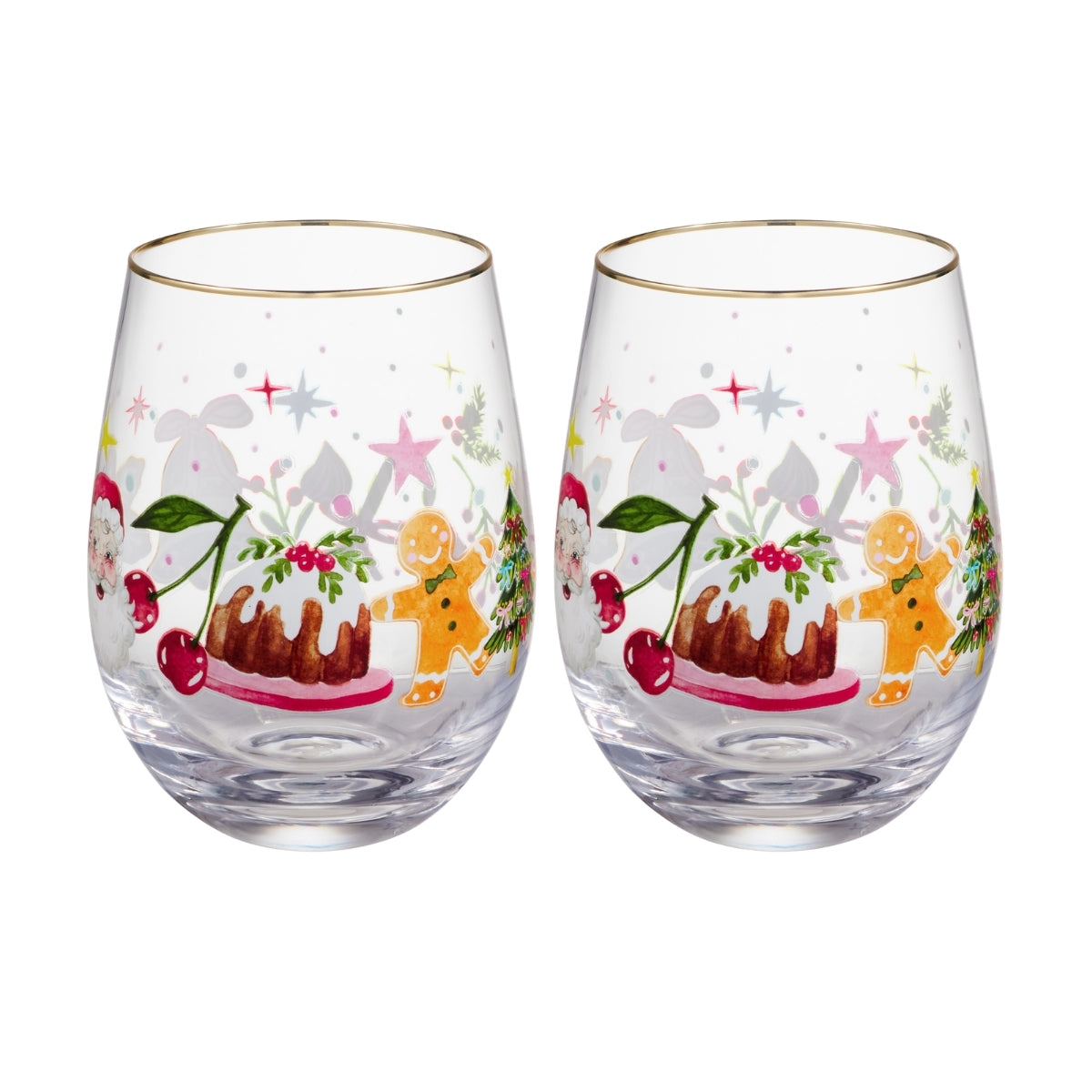 Maxwell & Williams Fa la la Stemless Glass 550ML Set of 2 Gift Boxed