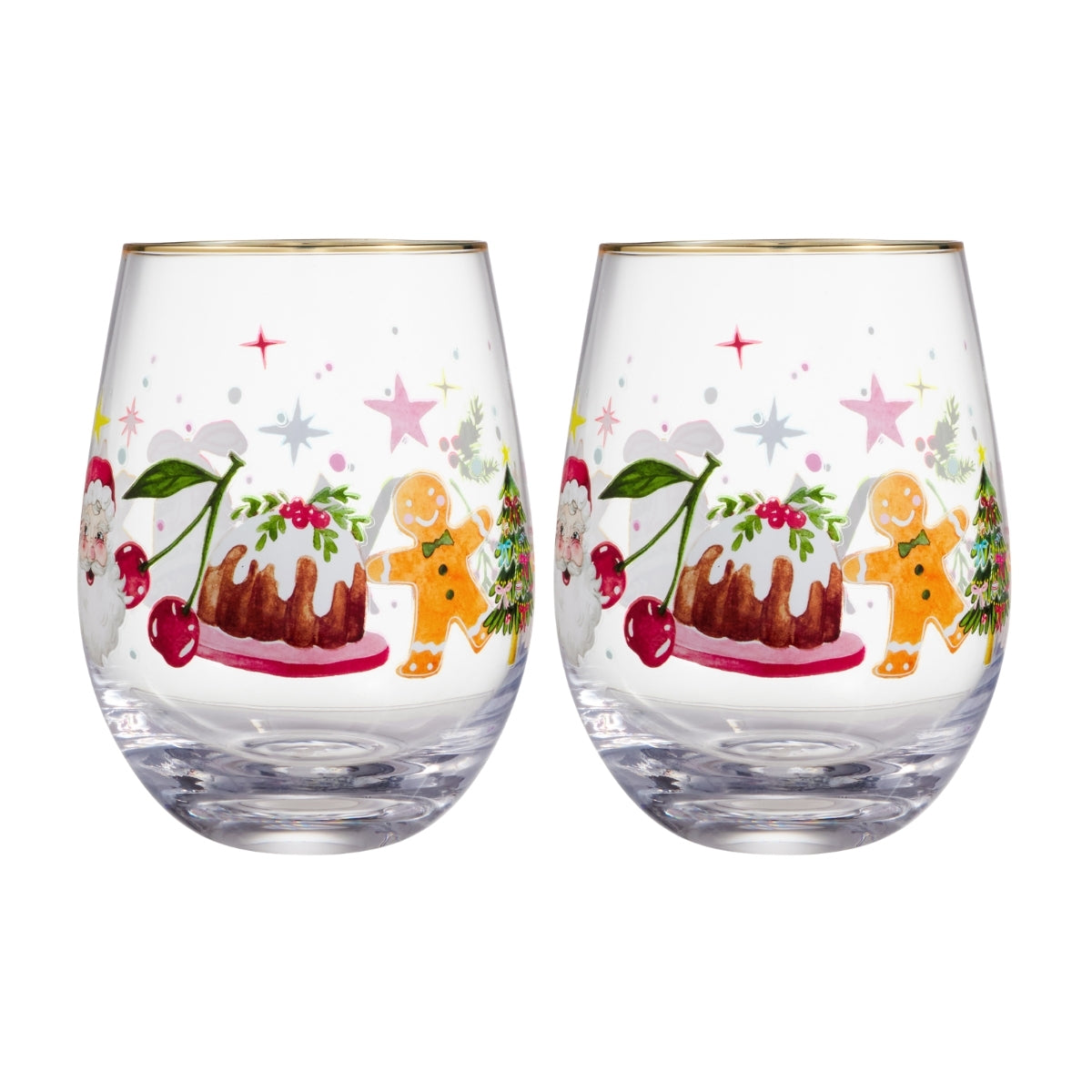 Maxwell & Williams Fa la la Stemless Glass 550ML Set of 2 Gift Boxed