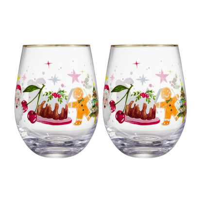 Maxwell & Williams Fa la la Stemless Glass 550ML Set of 2 Gift Boxed
