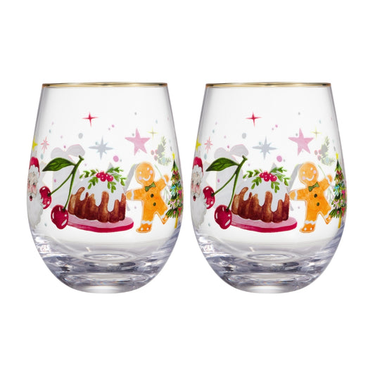 Maxwell & Williams Fa la la Stemless Glass 550ML Set of 2 Gift Boxed
