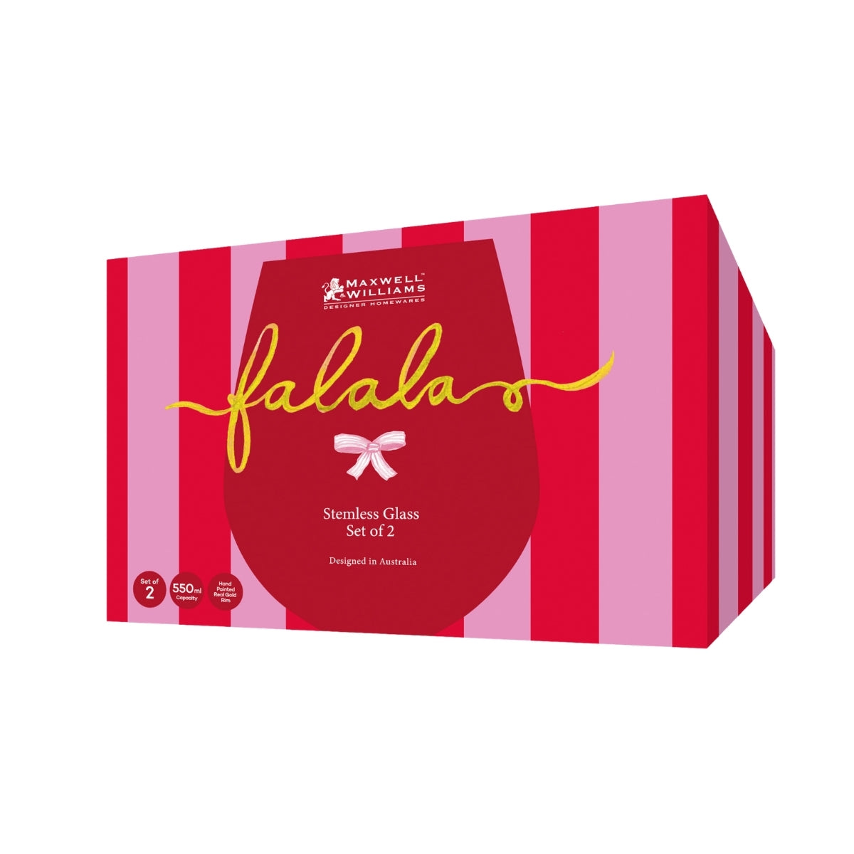 Maxwell & Williams Fa la la Stemless Glass 550ML Set of 2 Gift Boxed
