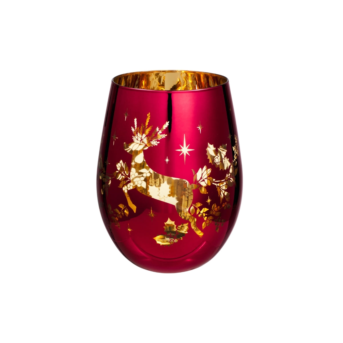 Maxwell & Williams White Christmas 2026 Stemless Glass 550ML Set of 2 Assorted Metallic Gift Boxed