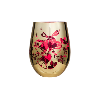Maxwell & Williams White Christmas 2026 Stemless Glass 550ML Set of 2 Assorted Metallic Gift Boxed