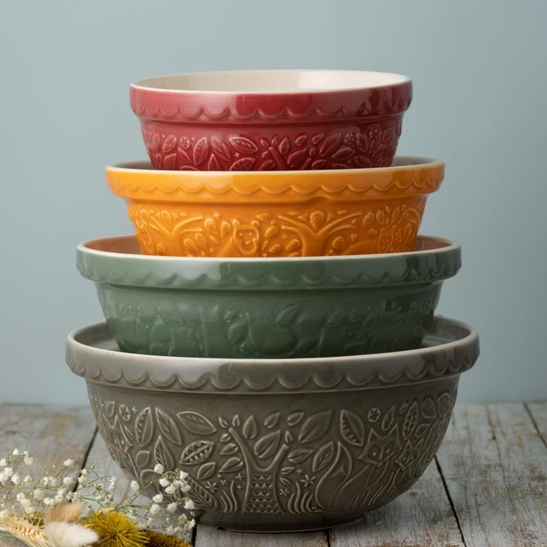 Mason Cash In The Forest Ochre Mixing Bowl 24cm in Stack of Bowls