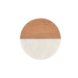 MW Coaster Collective Round Marble & Acacia Coaster 10cm White