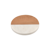 MW Coaster Collective Round Marble & Acacia Coaster 10cm White