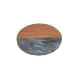 MW Coaster Collective Round Marble & Acacia Coaster 10cm Charcoal