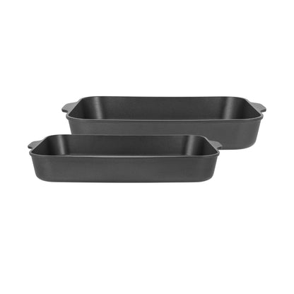 Maxwell & Williams Cast Lite Non-Stick Roaster Set of 2 34/38cm Black Gift Boxed