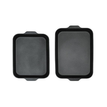 Maxwell & Williams Cast Lite Non-Stick Roaster Set of 2 34/38cm Black Gift Boxed