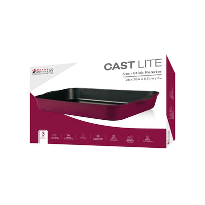 Maxwell & Williams Cast Lite Non-Stick Roaster 38x28.4x5.5cm Cherry Gift Boxed