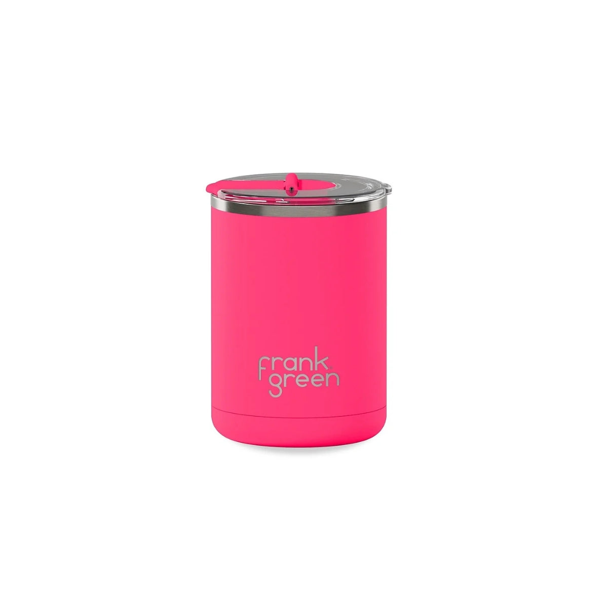 frank green 12oz Stainless Steel Ceramic Cup With Hinged Lid Neon Pink