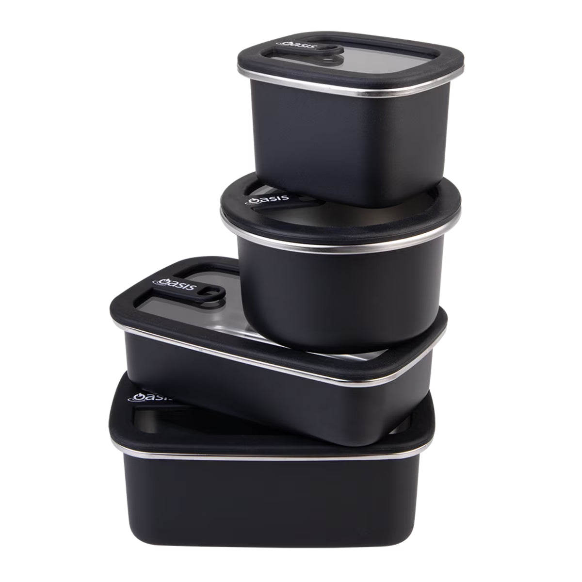 Oasis Microwave Safe Stainless Steel Containers - Black