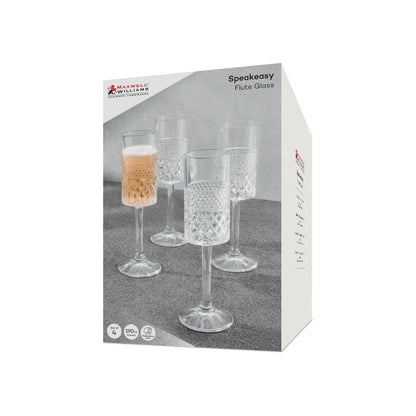 Maxwell & Williams Speakeasy Flute Glass 190ML Set of 4 Gift Boxed