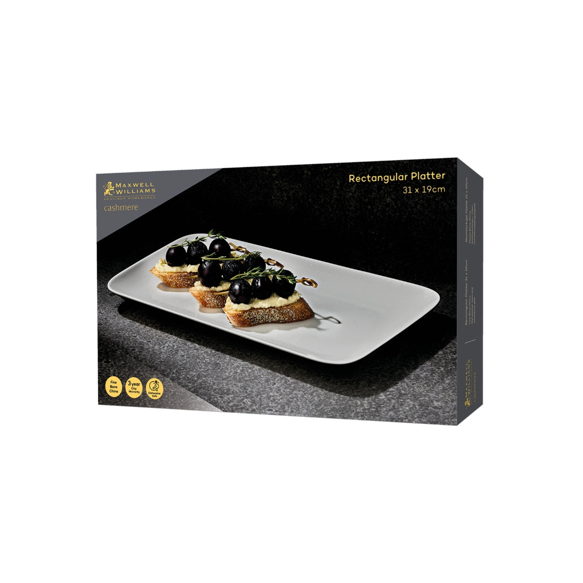 Cashmere Rectangular Platter 31x19cm Gift Boxed