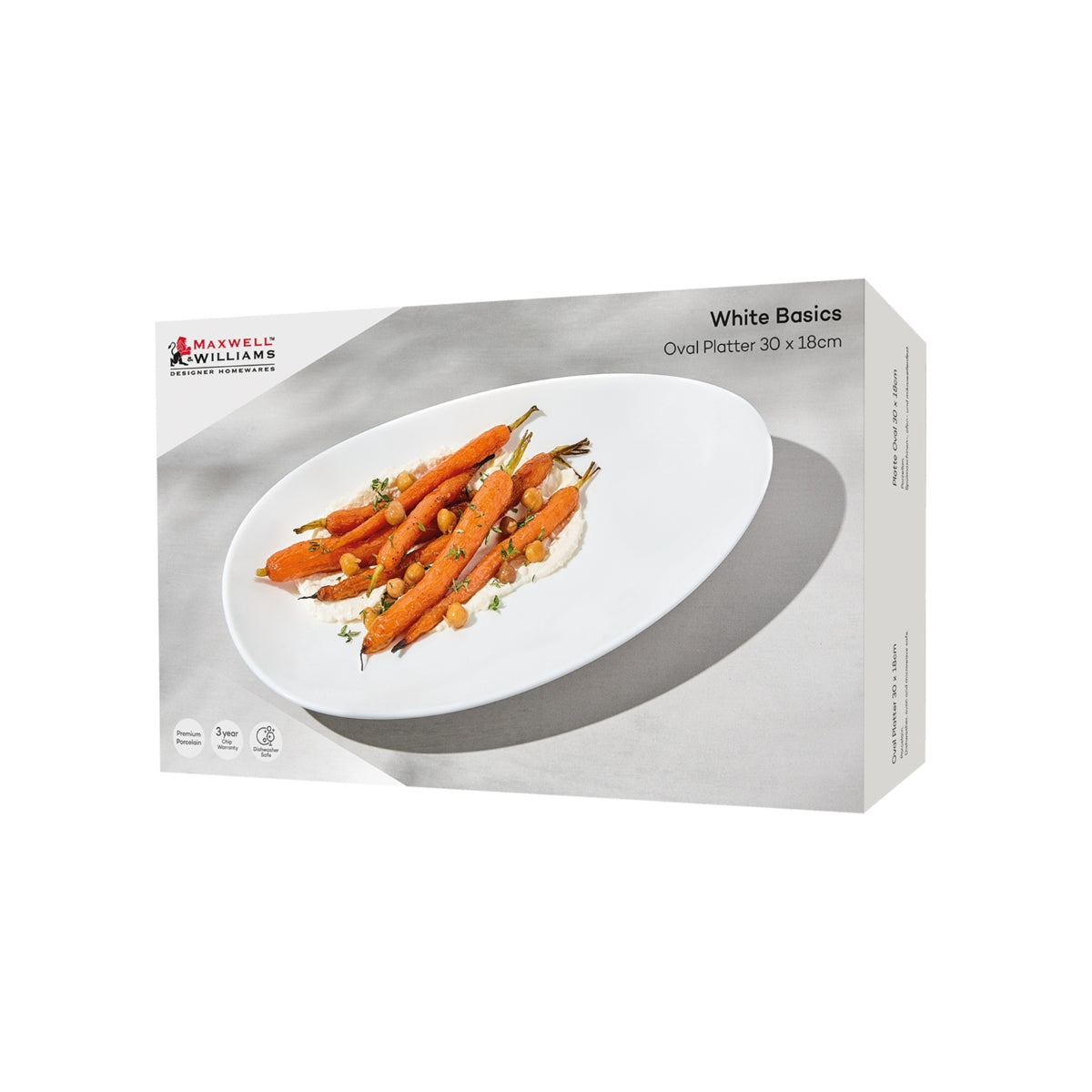 White Basics Oval Platter 30x18cm Gift Boxed