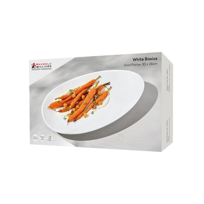 White Basics Oval Platter 30x18cm Gift Boxed