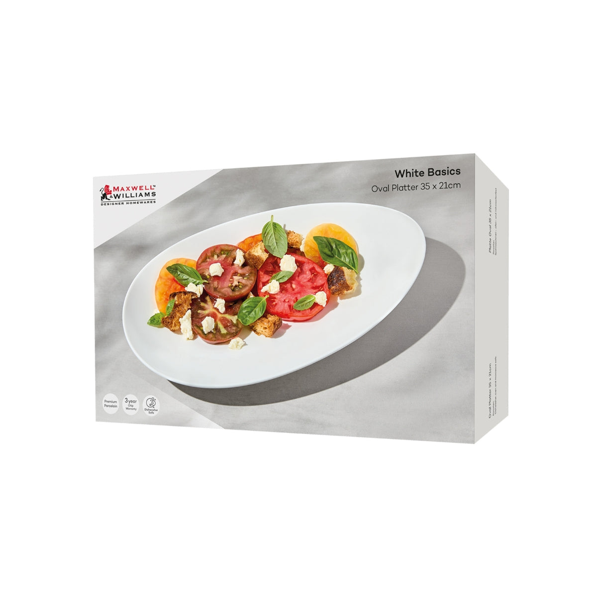 White Basics Oval Platter 35x21cm Gift Boxed