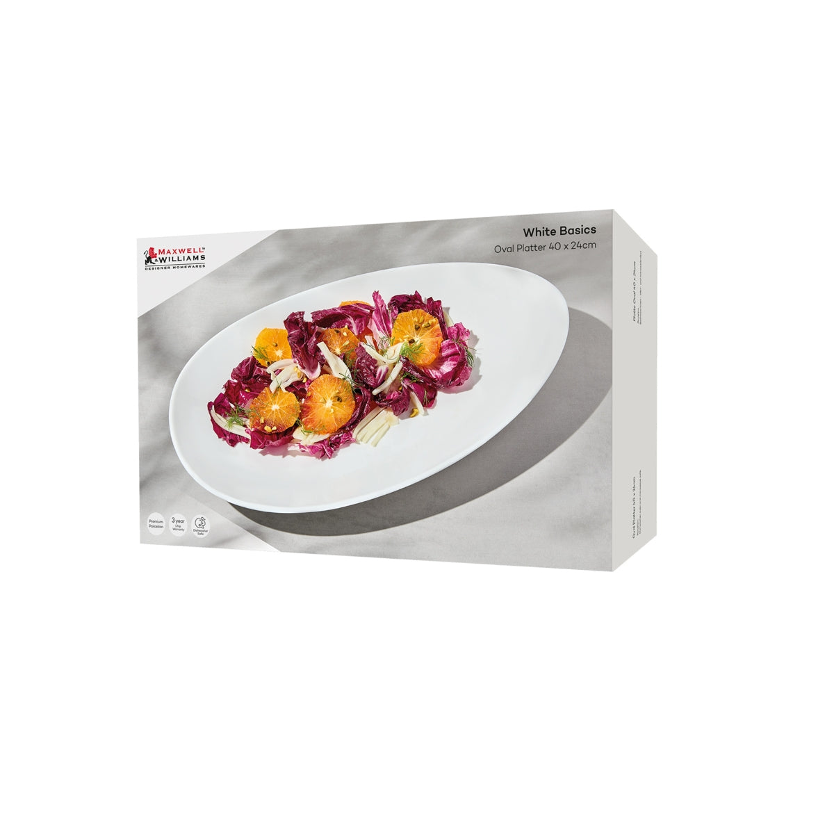 White Basics Oval Platter 40x24cm Gift Boxed
