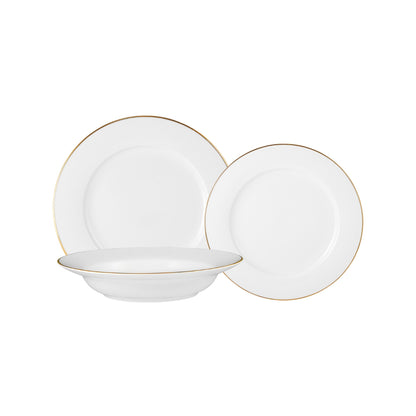 Maxwell & Williams White Gold Rim Dinner Set 12pc Gold Gift Boxed