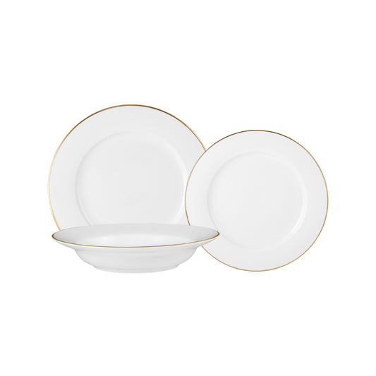 Maxwell & Williams White Gold Rim Dinner Set 12pc Gold Gift Boxed