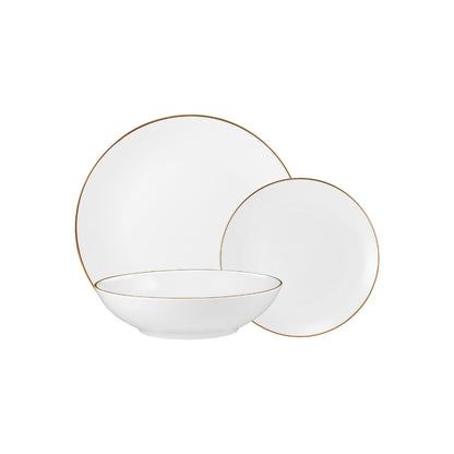 Maxwell & Williams White Gold Coupe Dinner Set 12pc Gold Gift Boxed