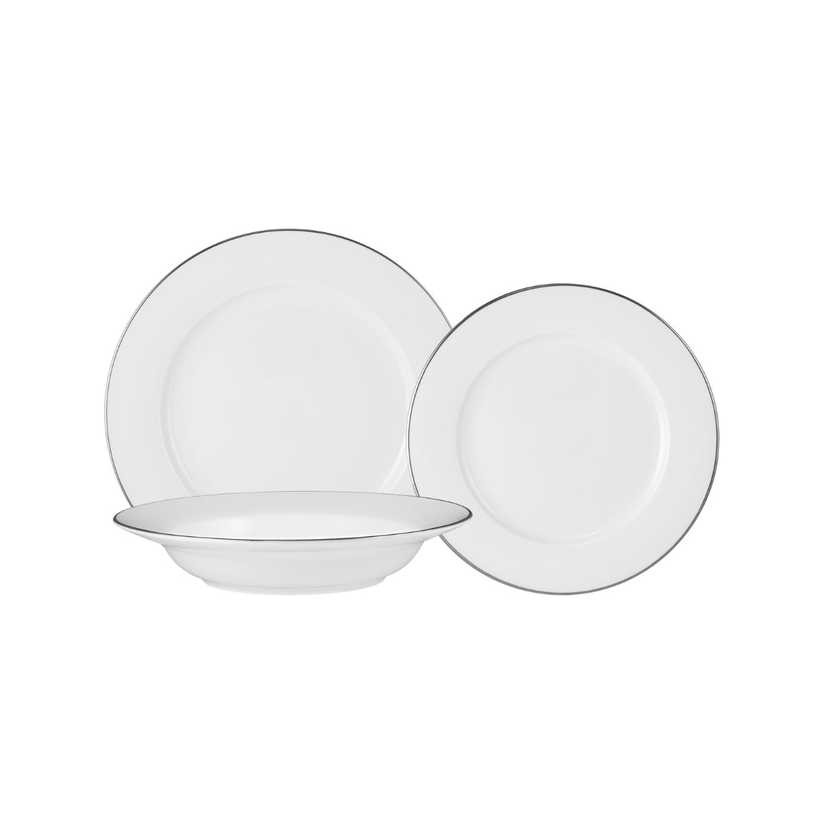 Maxwell & Williams White Platinum Rim Dinner Set 12pc Platinum Gift Boxed