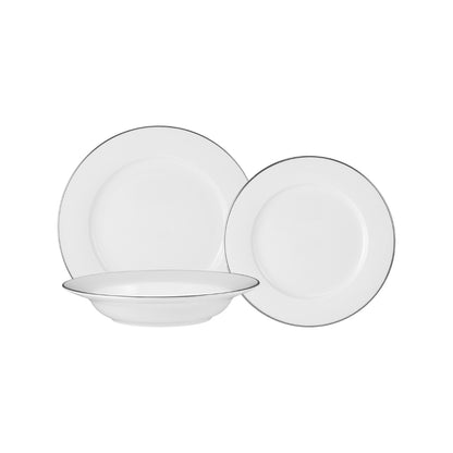 Maxwell & Williams White Platinum Rim Dinner Set 12pc Platinum Gift Boxed