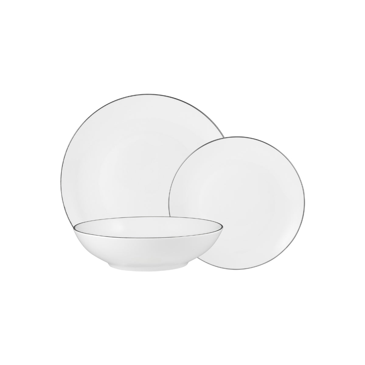 Maxwell & Williams White Platinum Coupe Dinner Set 12pc Platinum Gift Boxed
