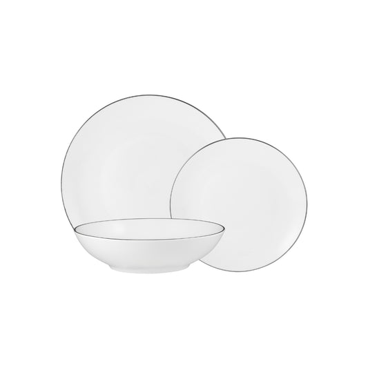 Maxwell & Williams White Platinum Coupe Dinner Set 12pc Platinum Gift Boxed