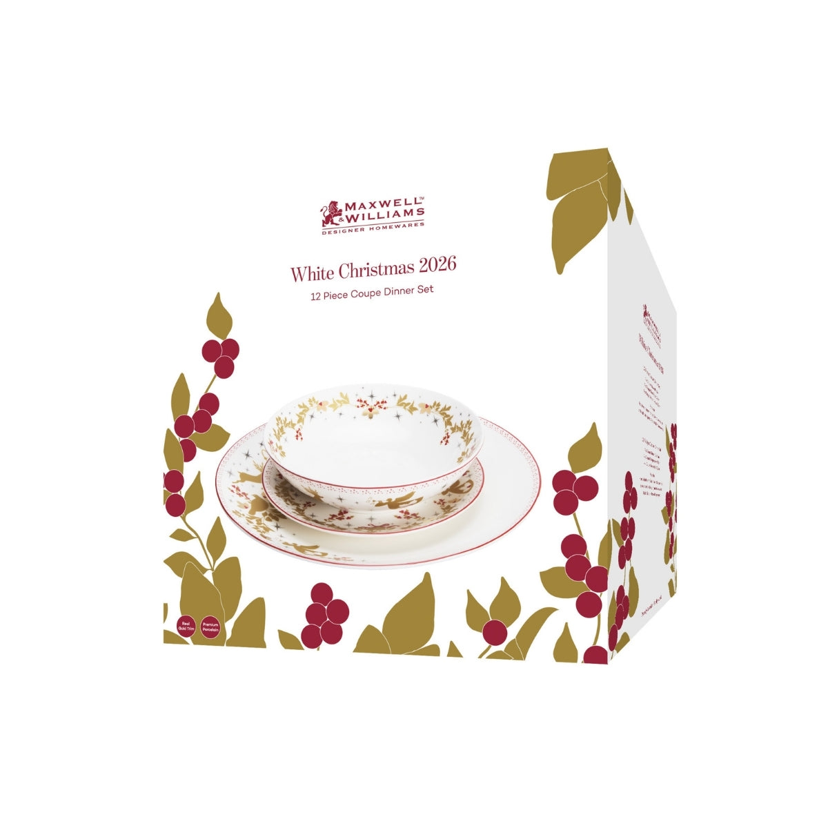 Maxwell & Williams White Christmas 2026 Coupe Dinner Set 12pc Gift Boxed