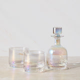 Maxwell & Williams Glamour Stacked Decanter Iridescent 3pce Set Unstacked on Tabletop
