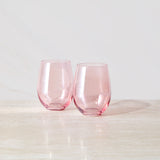 Maxwell & Williams Glamour Stemless Glass 560ml Set of 2 Pink on Tabletop